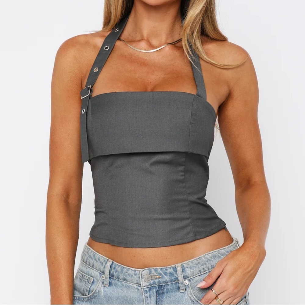 *UNUSED WITH TAGS” White Fox Take Your Chance Bustier Charcoal size Small